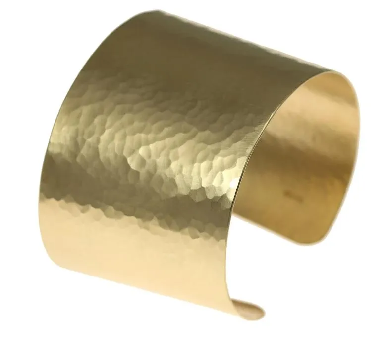 Matte Finished Hammered Nu Gold Brass Cuff