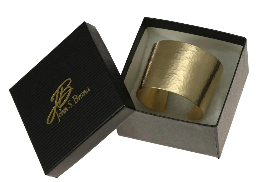 Matte Finished Hammered Nu Gold Brass Cuff