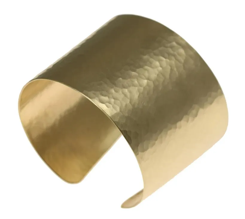 Matte Finished Hammered Nu Gold Brass Cuff