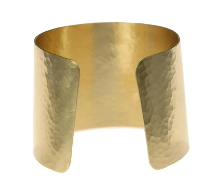 Matte Finished Hammered Nu Gold Brass Cuff