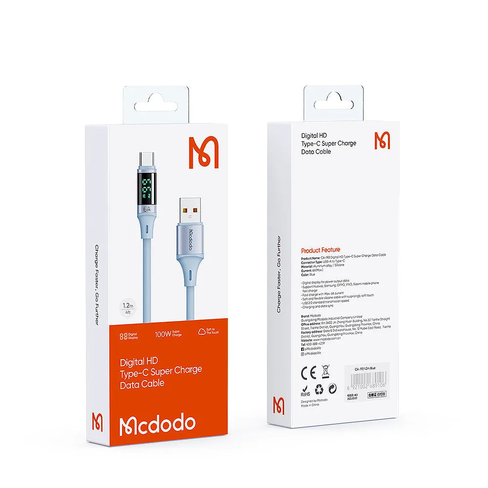 Mcdodo CA-192 | USB to Type-C Mobile Cable | Fast Charge 100W PD