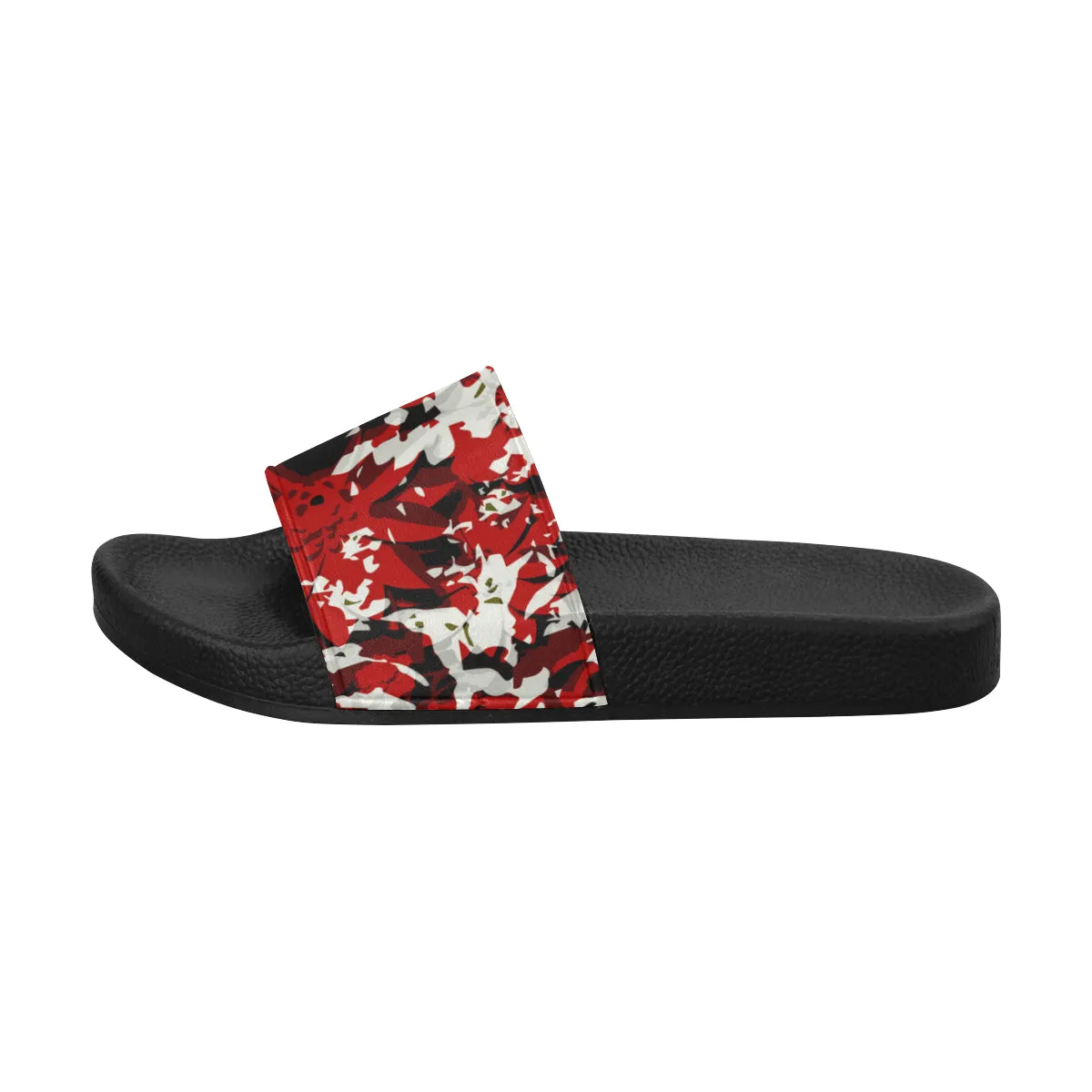 Men Big Size Cherry Red Floral Print Sliders Sandal