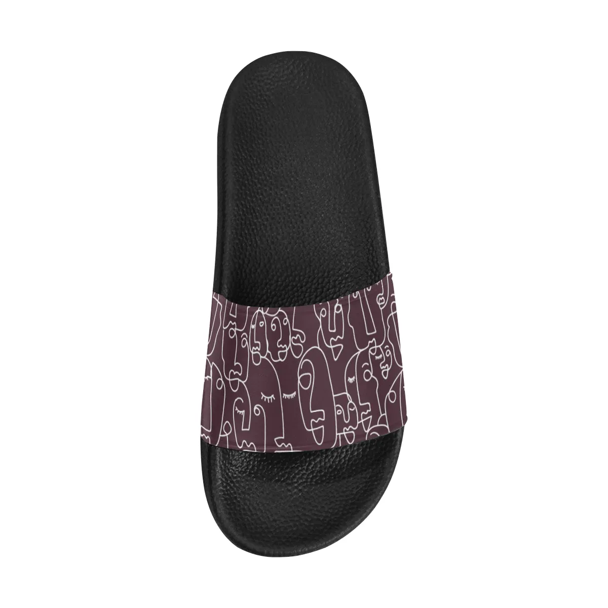 Men's Big Size Maroon Face Doodle Print Sliders Sandal