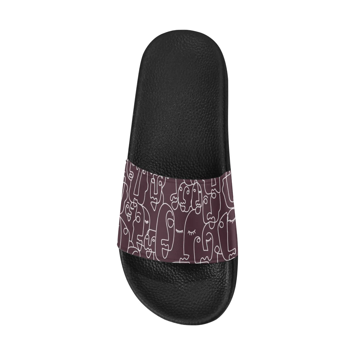 Men's Big Size Maroon Face Doodle Print Sliders Sandal