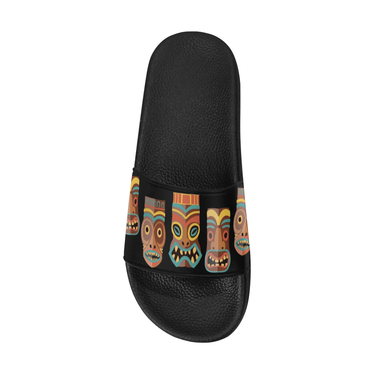 Men's Big Size Tribal Face Mask Print Sliders Sandal