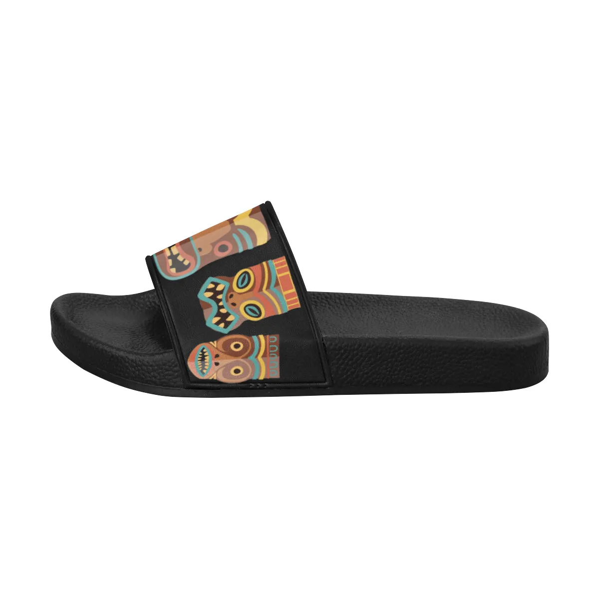 Men's Big Size Tribal Face Mask Print Sliders Sandal