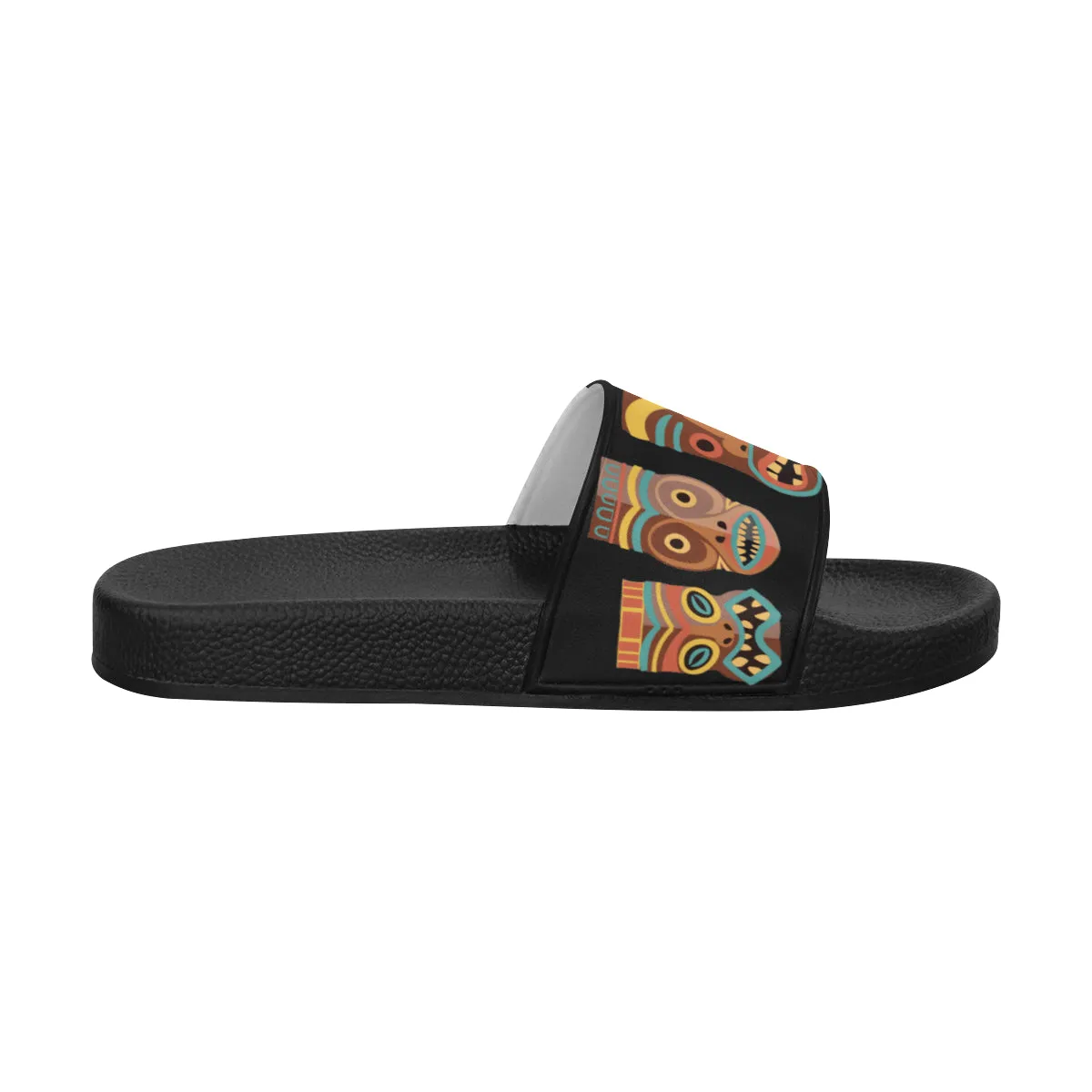 Men's Big Size Tribal Face Mask Print Sliders Sandal