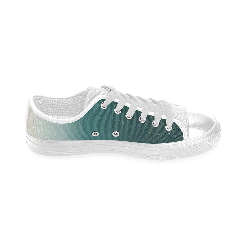 Men's Big Size Turquoise Gradient Print Low Top Canvas Shoes