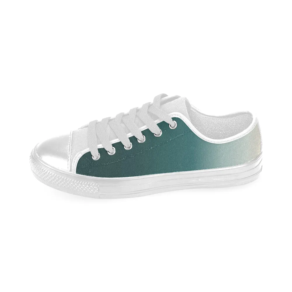 Men's Big Size Turquoise Gradient Print Low Top Canvas Shoes