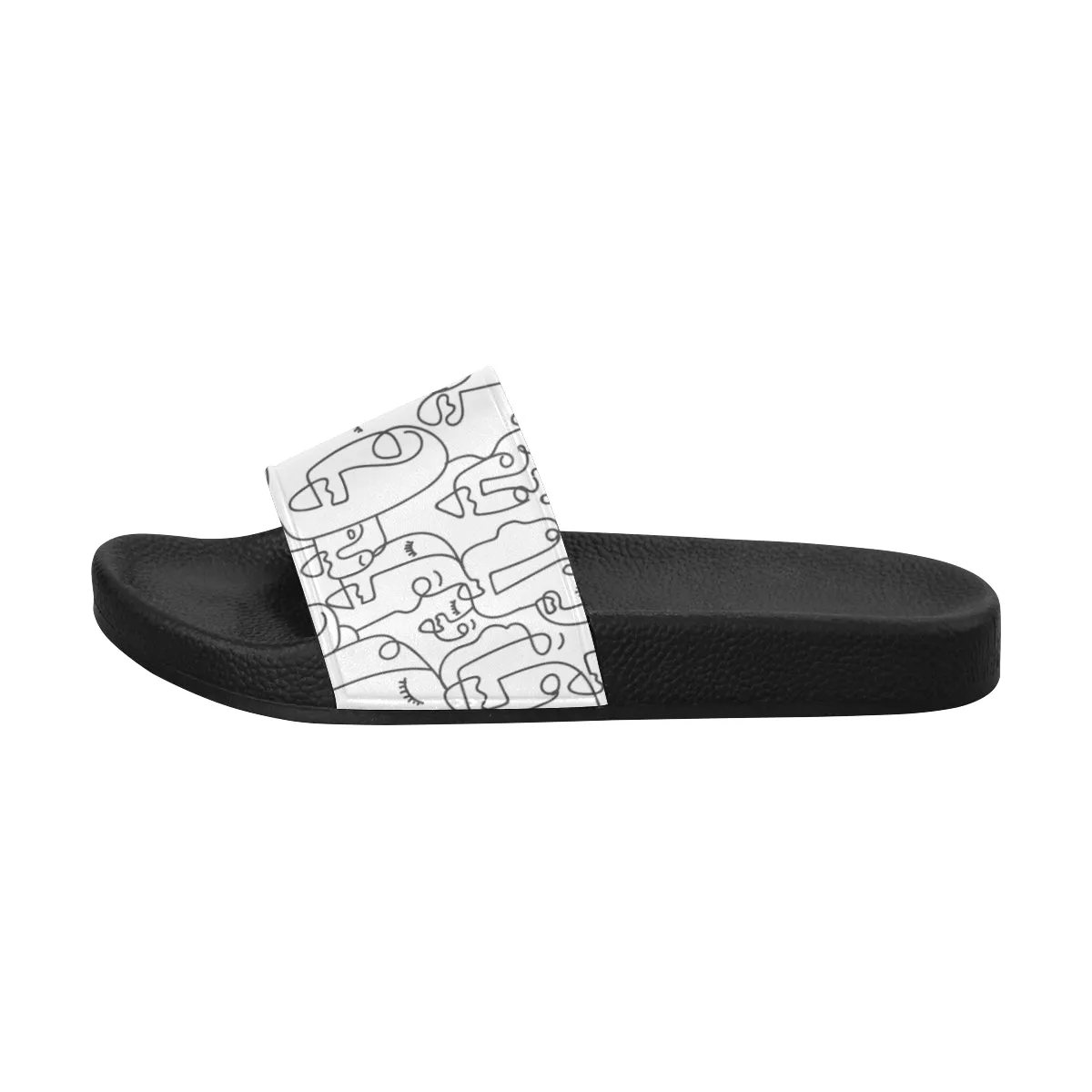 Men's Big Size White Face Doodle Sliders Sandal