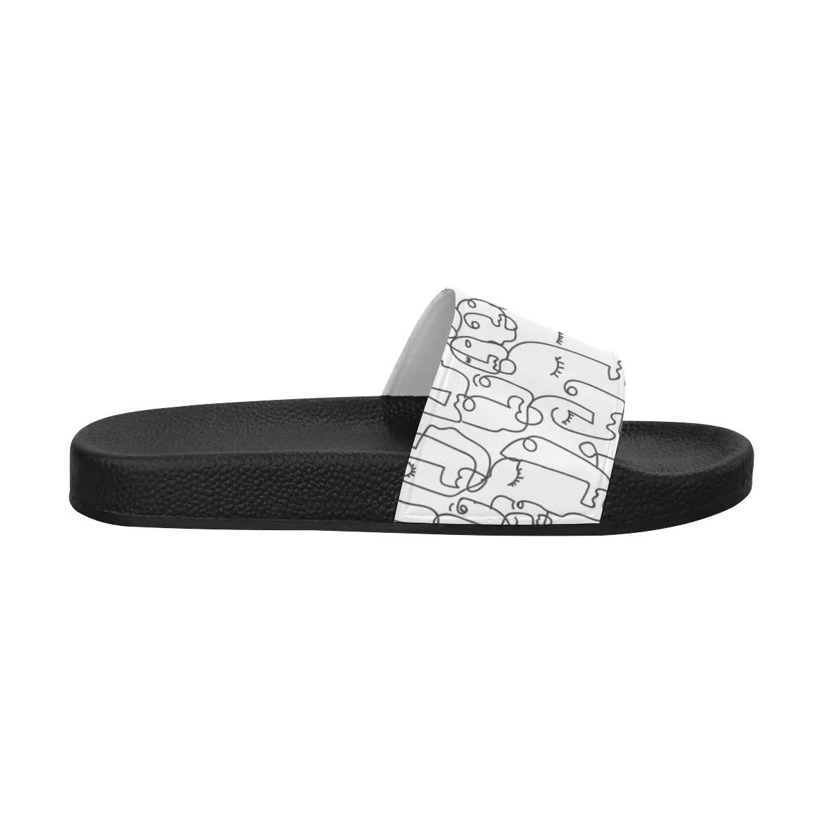 Men's Big Size White Face Doodle Sliders Sandal