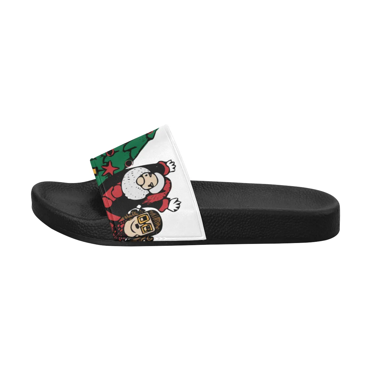 Men's Christmas Doodle Print Big Size Sliders Sandal