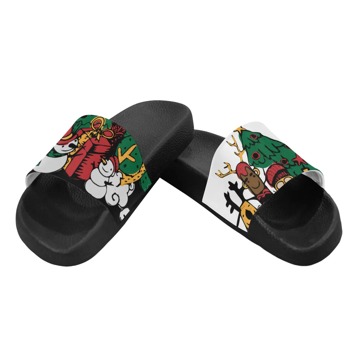 Men's Christmas Doodle Print Big Size Sliders Sandal