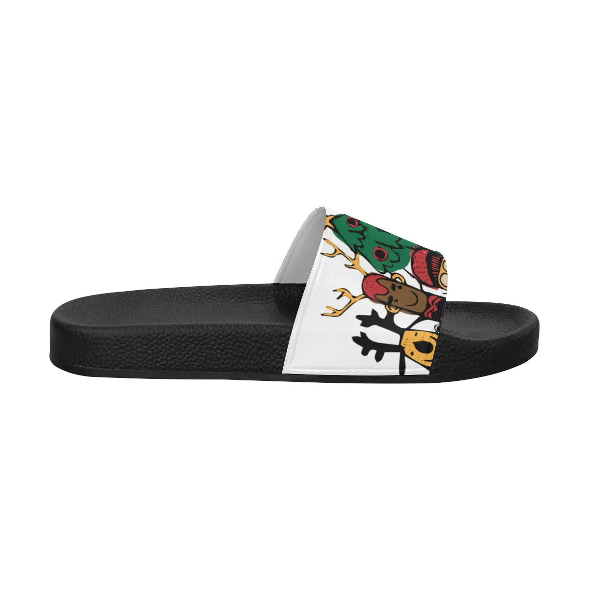 Men's Christmas Doodle Print Big Size Sliders Sandal