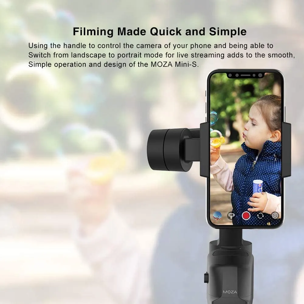 Moza Mini-S Extendable, Foldable 3 Axis Smartphone Gimbal, One-Button Zoom, Focus Control, Quick Playback, Hyper-Lapse, Slow Motion