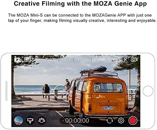 Moza Mini-S Extendable, Foldable 3 Axis Smartphone Gimbal, One-Button Zoom, Focus Control, Quick Playback, Hyper-Lapse, Slow Motion