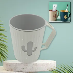 Multi-Purpose Plastic Cactus Cup, Brushing Cup, Cactus Look Toothbrush And Toothpaste Holder Bathroom Cup Cartoon Bathroom Cup With Slot Handle Toothbrush Holder For Bathroom (1 Pc)