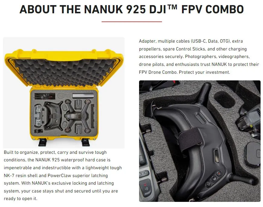 Nanuk 925 Case for DJI FPV Combo Drone (Black)