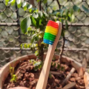 Natural Bamboo Toothbrush for Kids - Rainbow Bristles