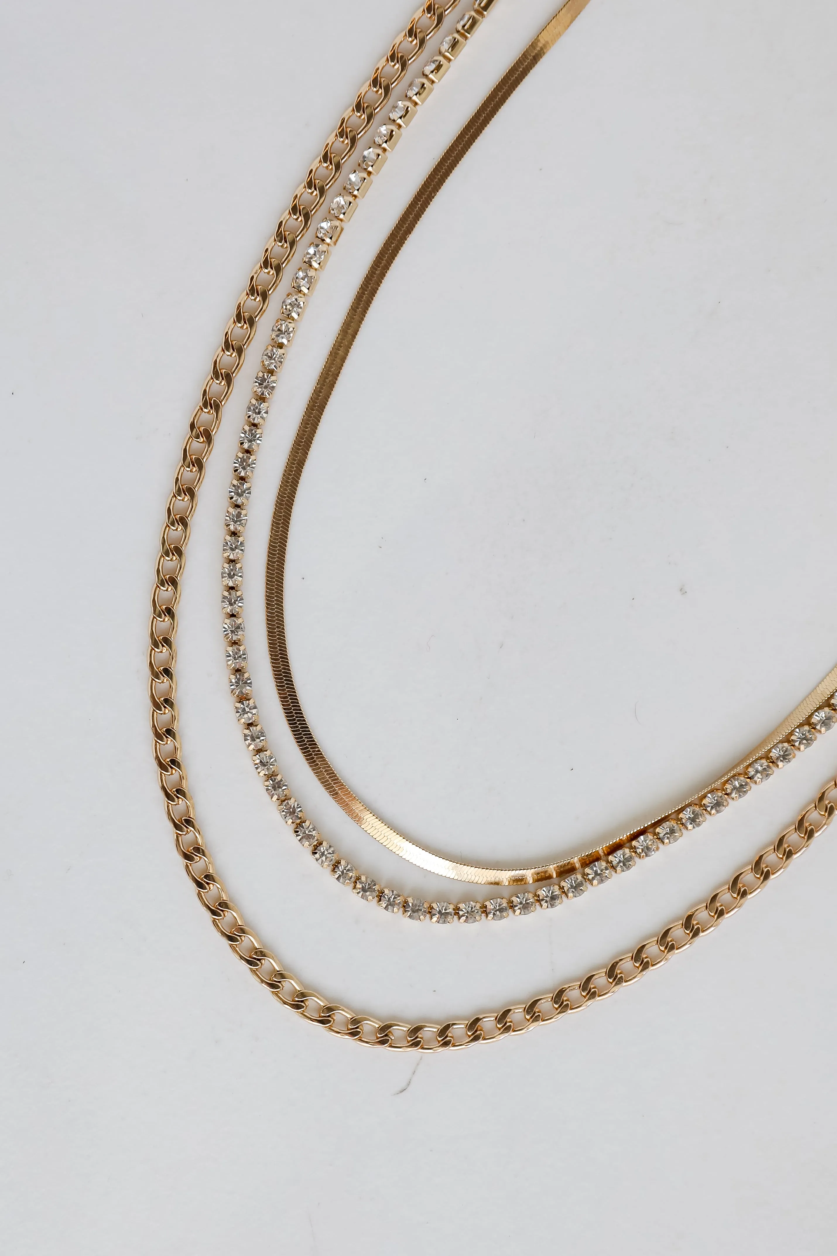 Nova Gold Rhinestone Layered Necklace