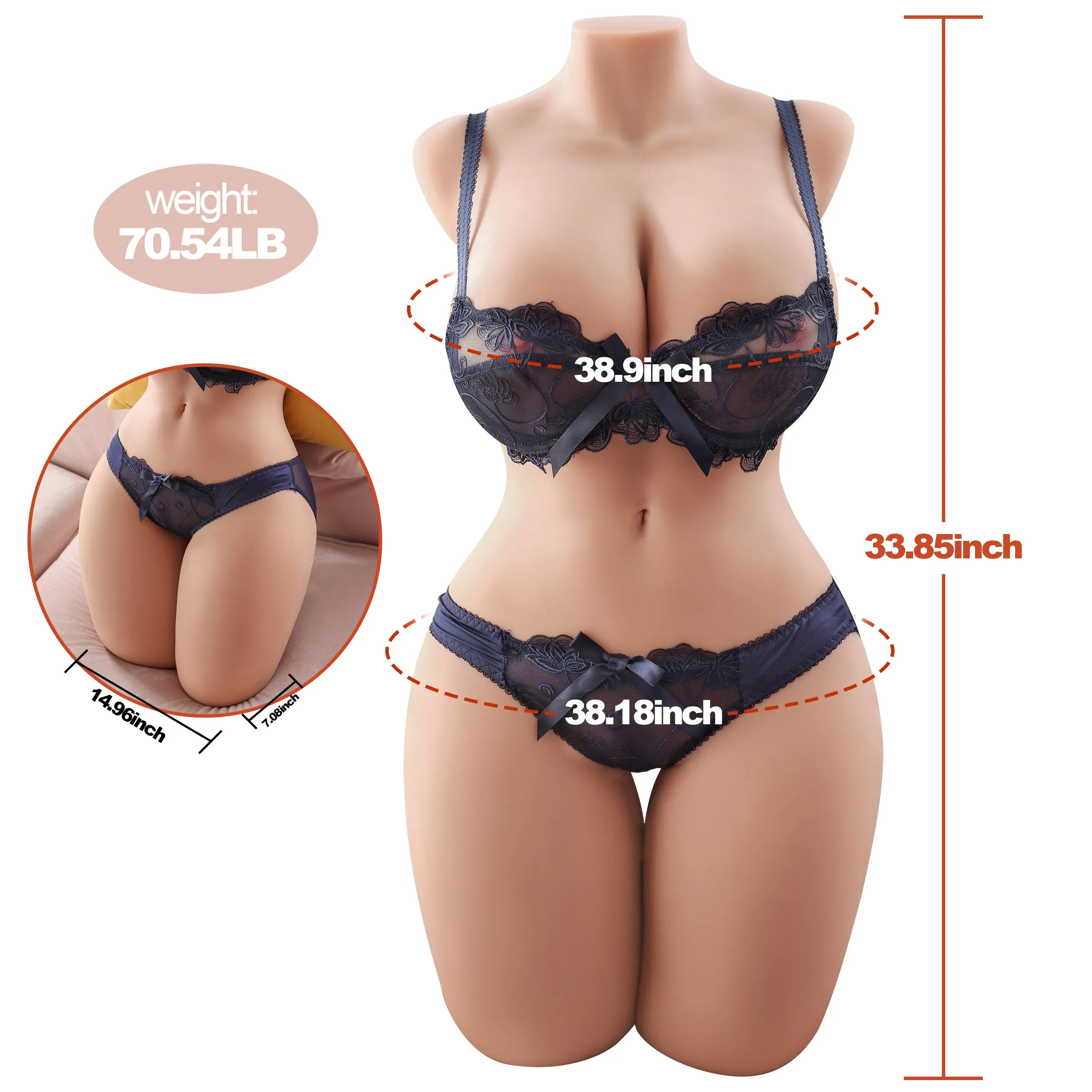 Novah: 70.54lb Lifelike Huge Breast Sex Doll Female Torso