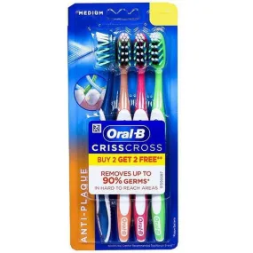 Oral-B Pro Health Criss Cross Anti-Plaque Medium Toothbrush Buy 2 Get 2 Free