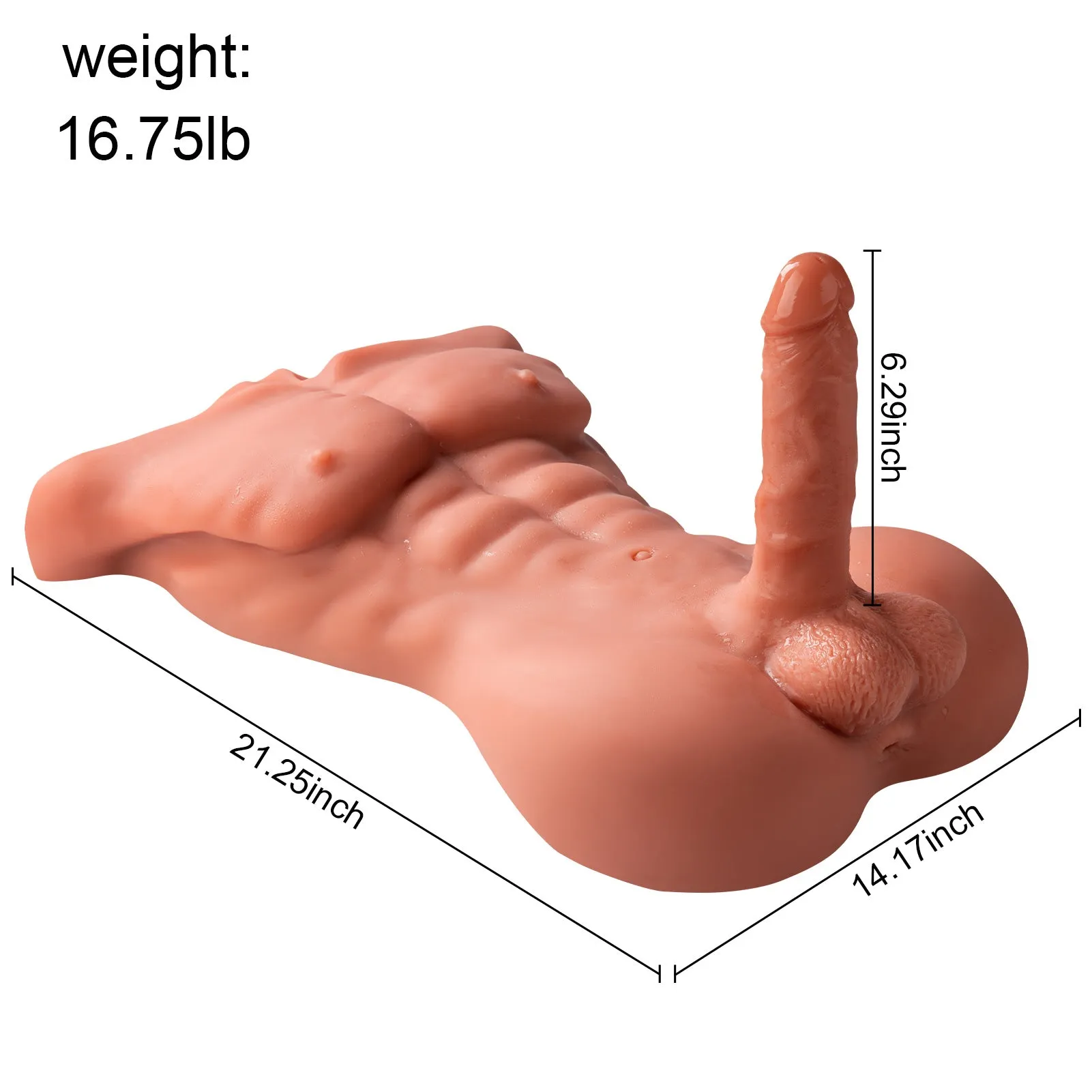 Oscar: 16.75lb Sexy Male Torso Sex Doll with Dildo