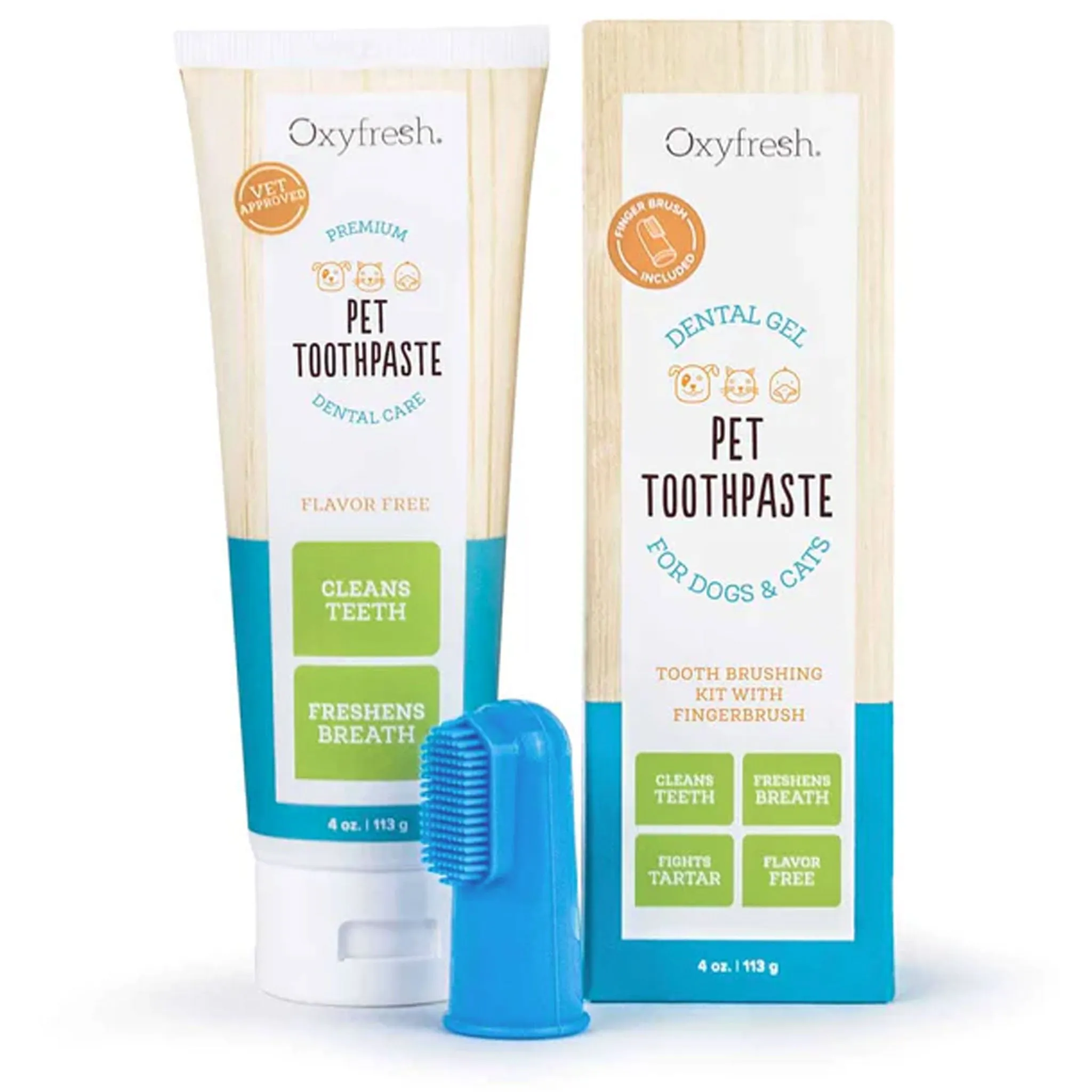 Oxyfresh Pet Toothpaste Finger Brush Kit Oxygene - 4 oz