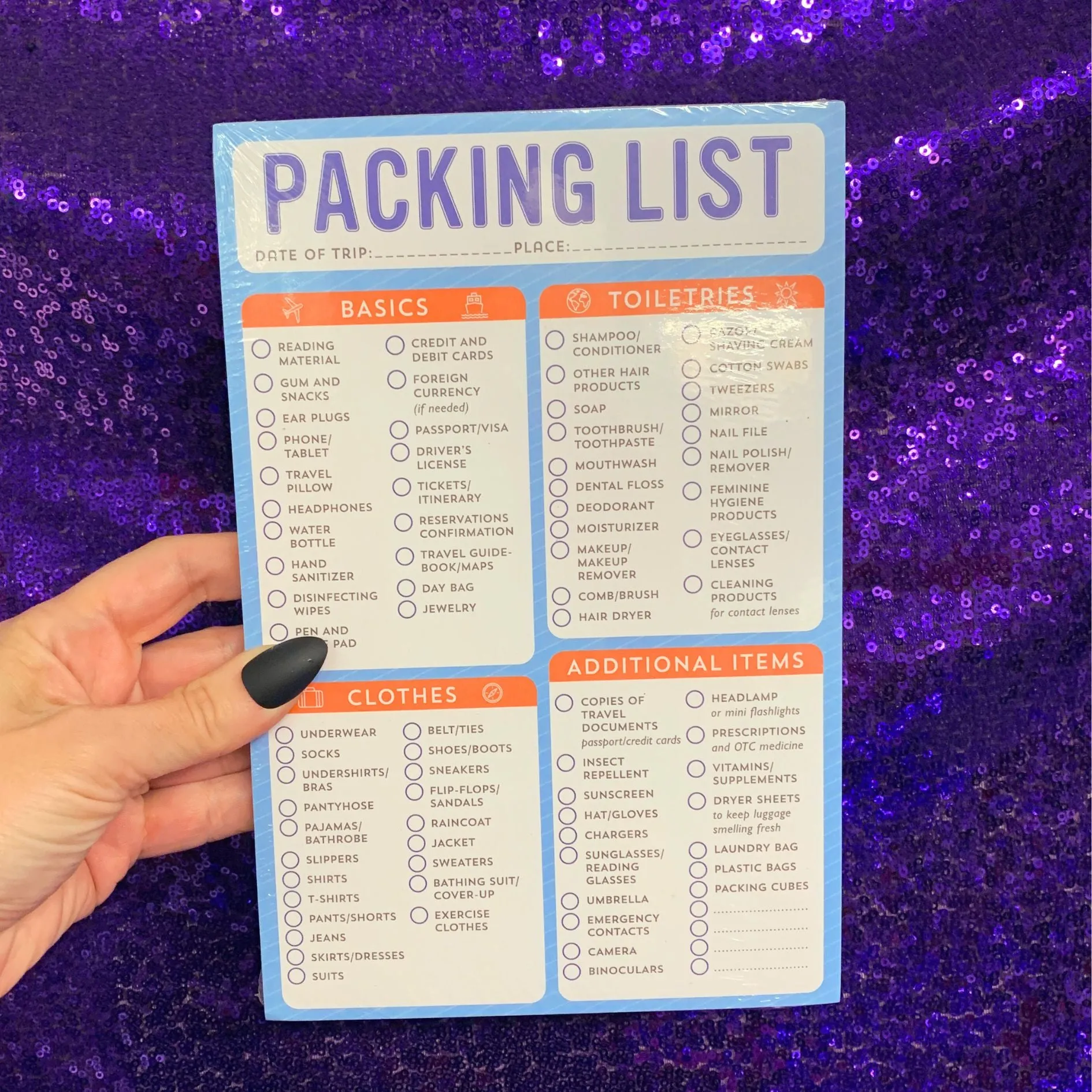 Packing List Note Pad | 60 Tearable Sheets 6" x 9" Stationery List Pad