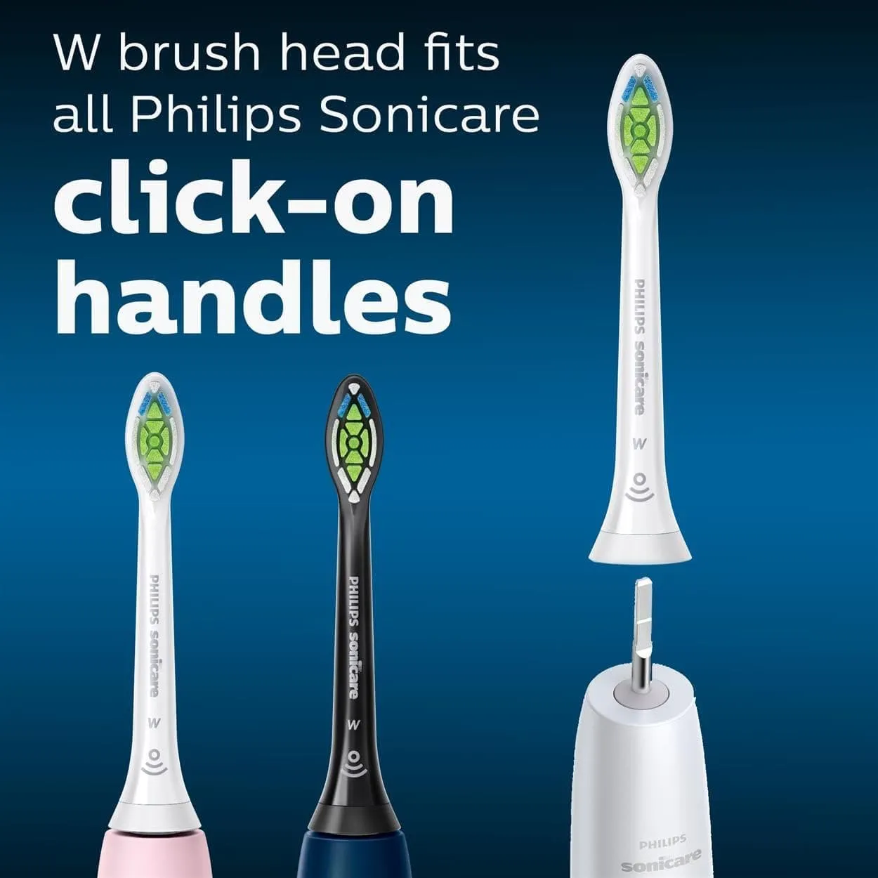 Philips Sonicare Original W2 Optimal White Standard Sonic Toothbrush Heads - 6 Pack in Black (Model HX6066/10)