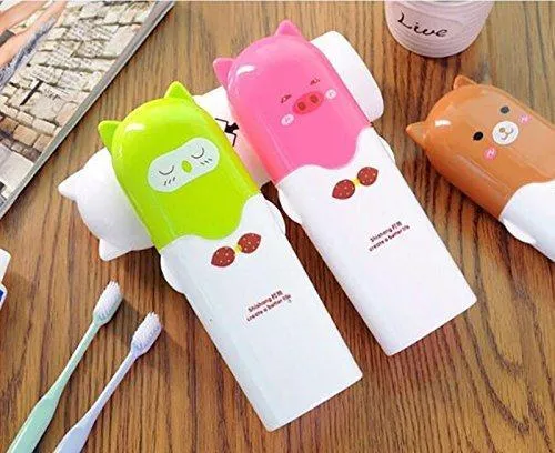 Portable Cartoon Animal Toothbrush Holder Box Plastic Tooth Mug Toothpaste Case Cup Pencil Box Travel Camping