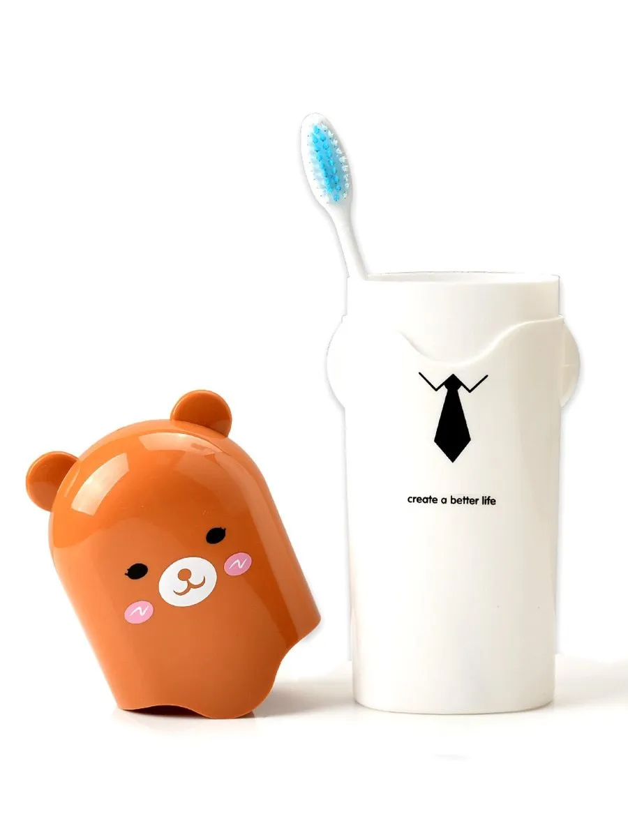 Portable Cartoon Animal Toothbrush Holder Box Plastic Tooth Mug Toothpaste Case Cup Pencil Box Travel Camping