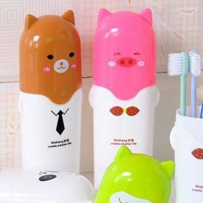 Portable Cartoon Animal Toothbrush Holder Box Plastic Tooth Mug Toothpaste Case Cup Pencil Box Travel Camping