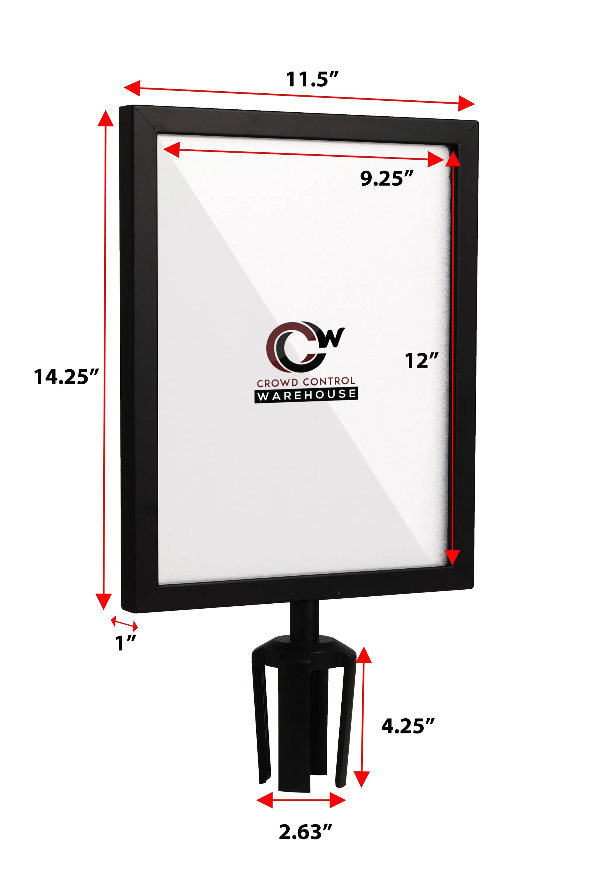 Post Top Sign Frame for Retractable Belt Barriers