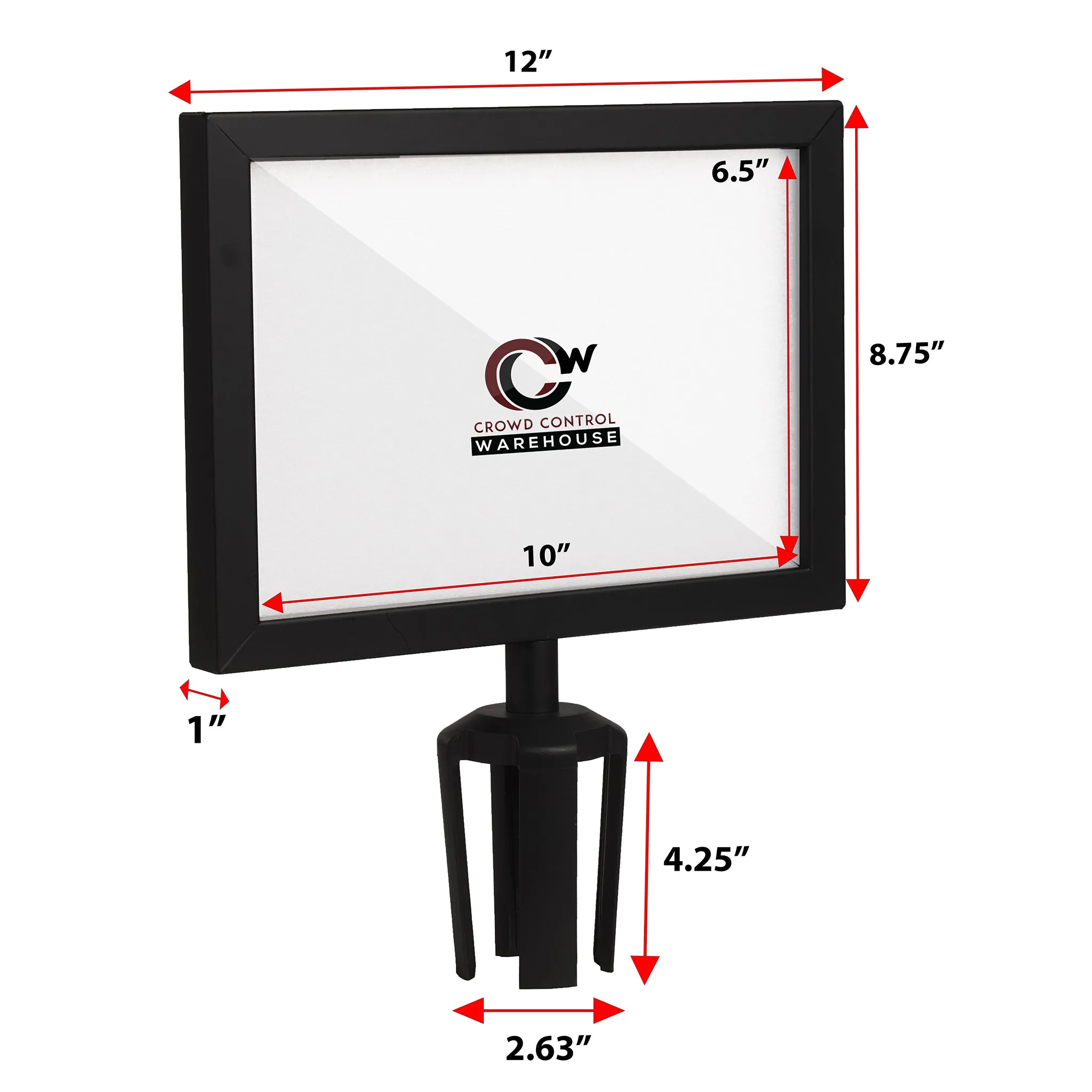 Post Top Sign Frame for Retractable Belt Barriers