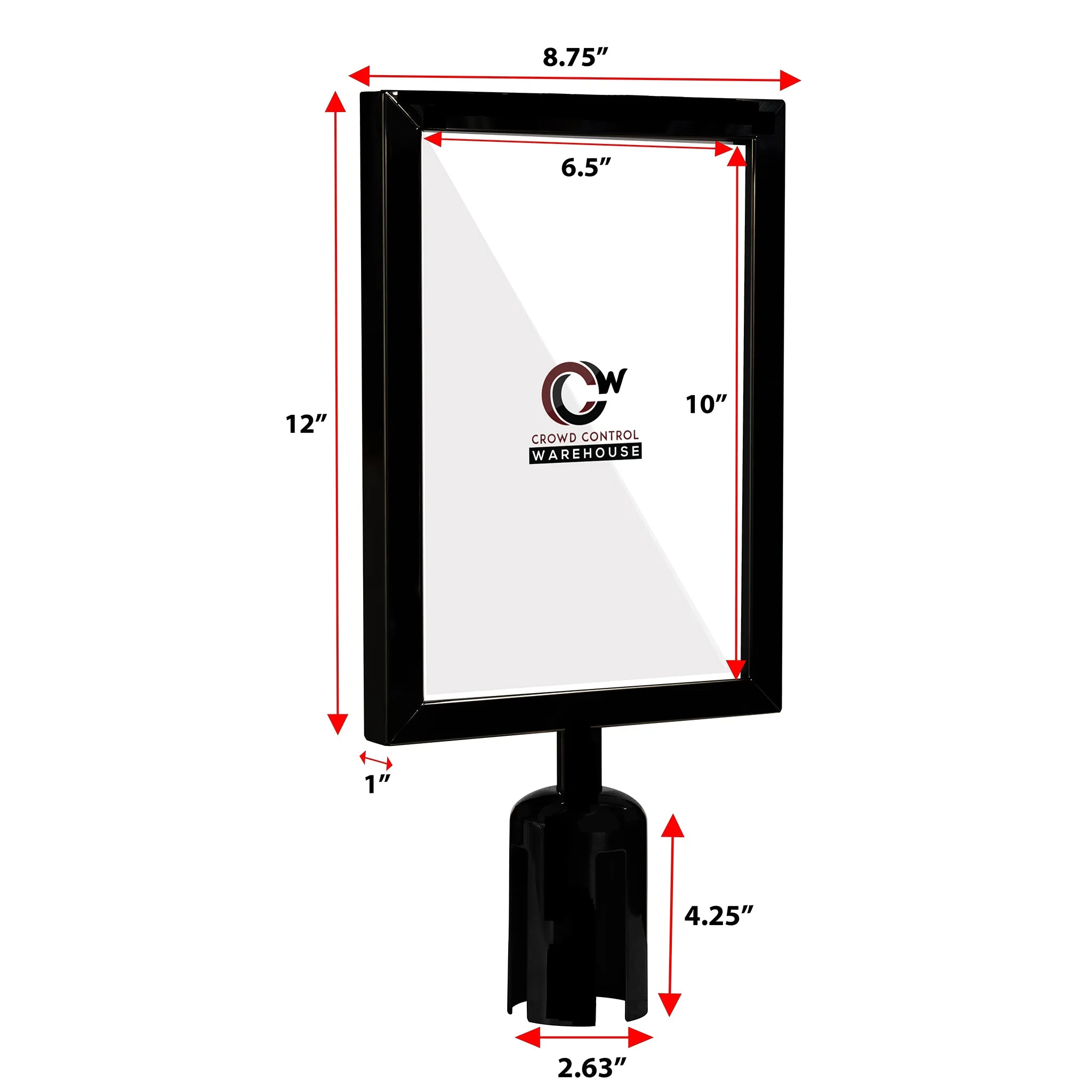 Post Top Sign Frame for Retractable Belt Barriers