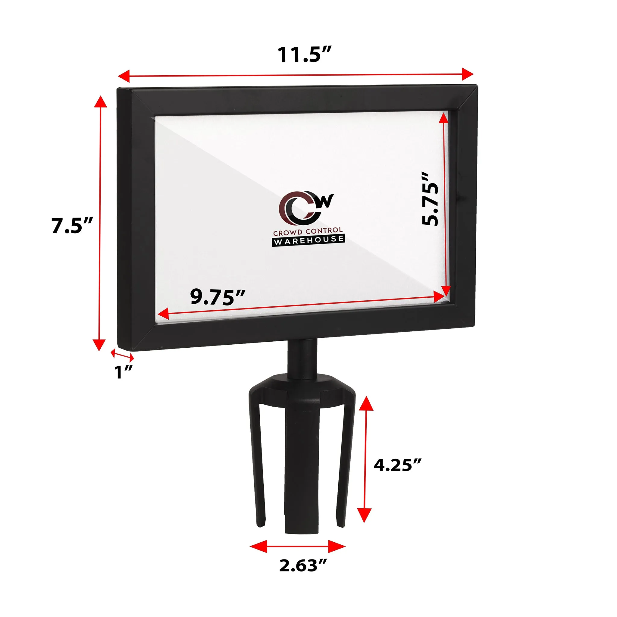 Post Top Sign Frame for Retractable Belt Barriers