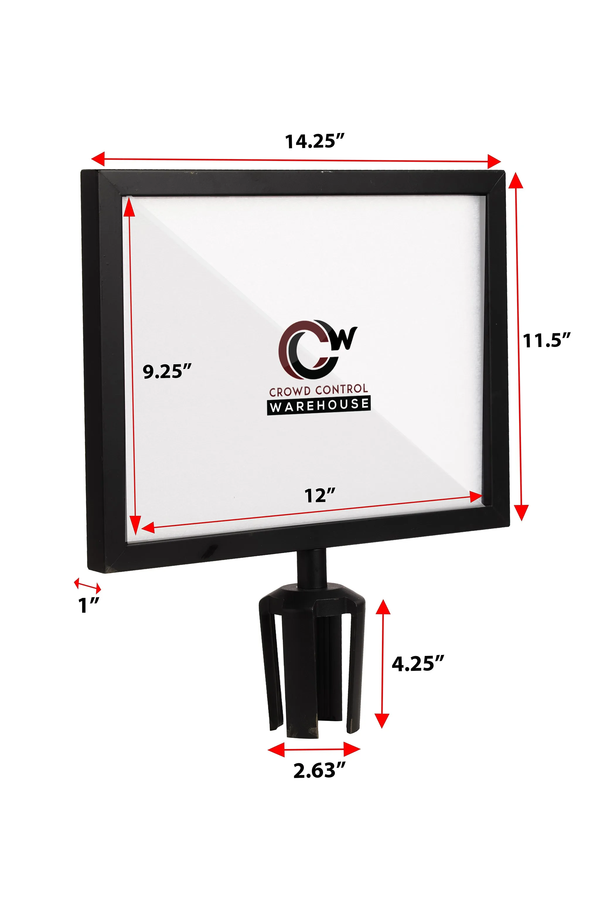 Post Top Sign Frame for Retractable Belt Barriers