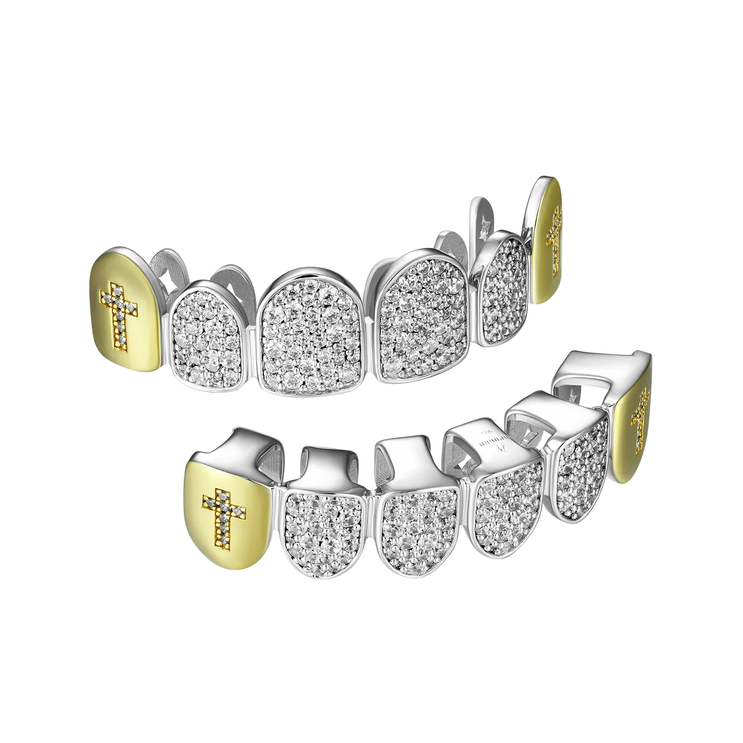 Pre-made-Yellow White Irregular Shape Diamond Cross Grillz