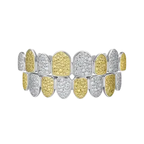 Pre-made Yellow White Irregular Shape Diamond Grillz