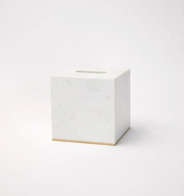 Sferra | Pietra Marble Tissue Box Holder - White & Gold