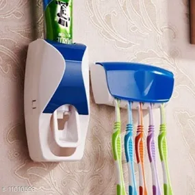 Shopper52 Automatic Toothpaste Dispenser Squeezer With Wall Mounted Toothbrush Holder*