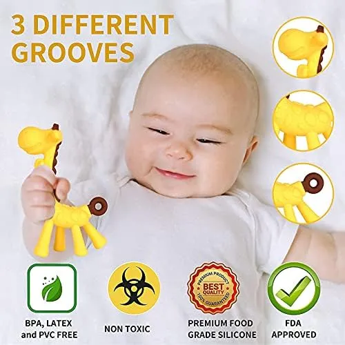 Silicone Baby Teether Set – BPA-Free Teething Toys for Soothing Sore Gums, 4-Pack