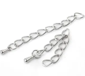 Silver Tone Extender Chains With Chain Drop - 62mm x 4.1mm - 10 Pieces - Z017