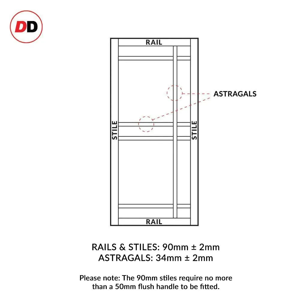 Single Sliding Door & Premium Wall Track - Eco-Urban® Leith 9 Panel Door DD6316 - 6 Colour Options