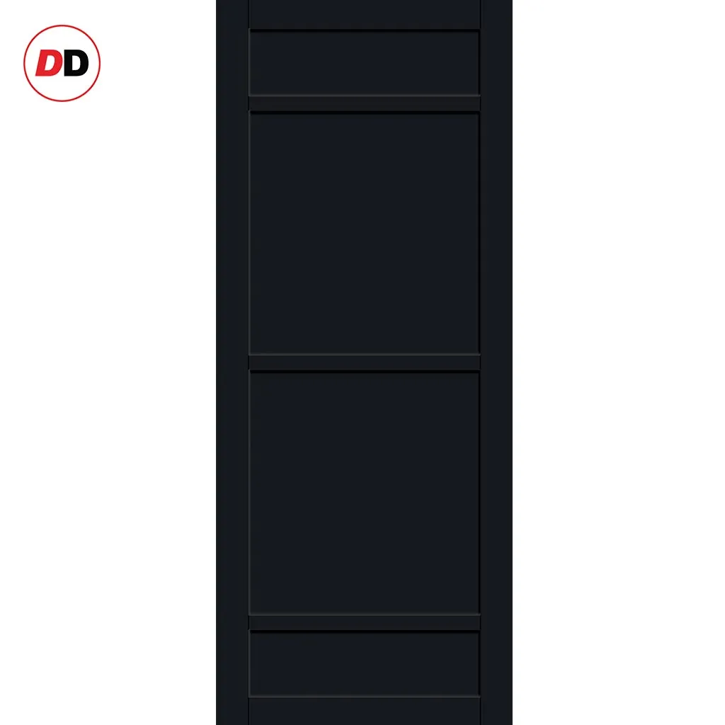 Single Sliding Door & Premium Wall Track - Eco-Urban® Malvan 4 Panel Door DD6414 - 6 Colour Options