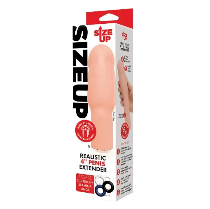 Size Up Extra Realistic 4 Inch Penis Extender Sleeve Flesh