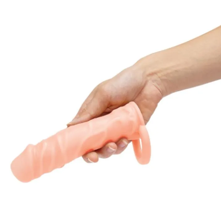 Size Up Realistic 1 Inch Penis Extender With Ball Loop Flesh