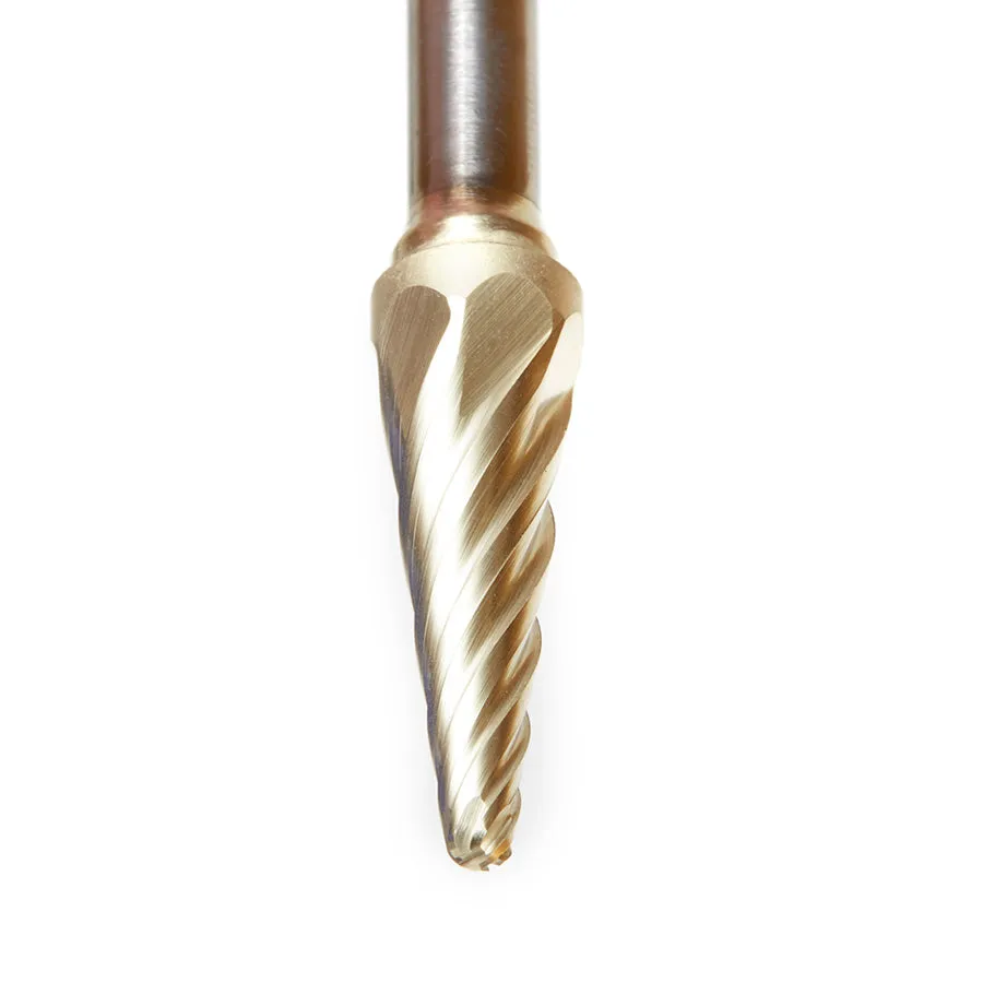 SL Burrs Radius Cone Non-Ferrous Burr Bit | 3⁄8 Dia x 1 1⁄16 x 1⁄4 Shank | BURS-214NF | 738685221143