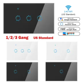 Smart Light Switch 1 2 3 Gang US In-Wall Touch Control WiFi Switch Compatible With Alexa Google Assistant IFTTT For Android IOS